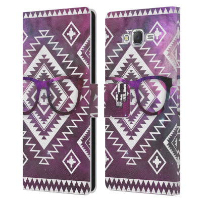 HEAD CASE Flipové pouzdro pro mobil Samsung Galaxy J7, J700 aztécký motiv vesmírná mlhovina fialová brýle (HEAD CASE Flipové pouzdro pro mobil Samsung Galaxy J7, J700 aztécký motiv vesmírná mlhovina f