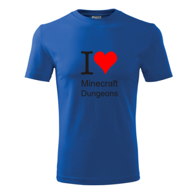 Dětské tričko I love Minecraft Dungeons královská modrá XXXL