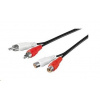 PREMIUMCORD Kabel prodlužovací audio 2x Cinch - 2x Cinch (RCA, M/F) 5m kjackcmf2-5