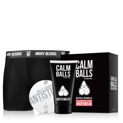 Angry Beards Underwear Antisweat deodorant v krému na intimní partie 150 ml + Antistick gel na intimní partie pro muže 100 ml + Balls Holder L dárková sada