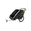 Cyklovozík Thule Chariot Cab 2-místný hliníková/cypřišové zelená (2-místný multifunkční sportovní vozík za kolo)