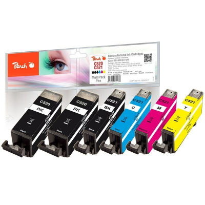 Peach Canon Inkoustová náplň PGI-520/CLI-521, MultiPack Plus, 2x19, 4x9 ml CMYK kompatibilní