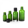 Skleněná lahvička, zelená, černý uzávěr s kapátkem, 30 ml