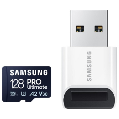 SAMSUNG PRO Ultimate MicroSDXC 128GB + USB Adaptér , CL10 UHS-I U3 , A2 , V30 (MB-MY128SB-WW)