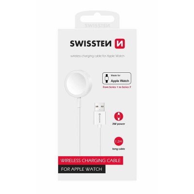 SWISSTEN nabíjecí magnetický kabel pro Apple Watch USB 1,2m bílá