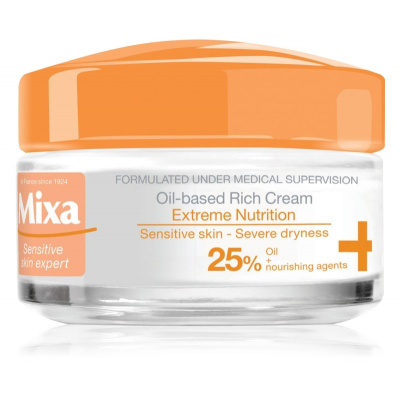 Mixa Extreme Nutrition Oil-Based Rich Cream bohatý výživný krém s pupalkovým olejem a hydratačními složkami 50 ml