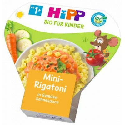 HiPP BIO Mini-Rigatoni se zeleninou ve smetanové omáčce a těstoviny 250g