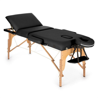 KLARFIT MT 500, černý, masážní stůl, 210 cm, 200 kg, sklápěcí, jemný povrch, taška (MSS-MT 500 black)