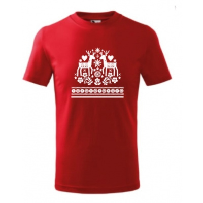 Dětské rodinné vánoční tričko s potiskem - s jelenem, sob, se sobem (Vánoční trička - norský vzor - svetr 5)