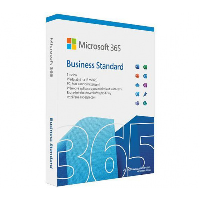 Microsoft 365 Business Standard 1 rok CZ, krabicová verze, KLQ-00643, nová licence