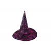 klobouk čarodějnický halloween s pavučinou fialový dospělý (Klobouk čarodějnický s pavučinou fialový, dětský HALLOWEEN ; čarodějnický ; klobouk ; dětský ; pro děti)