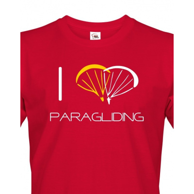 Pánské tričko I love paragliding, Barva Červená, Velikost 2XL, Canvas Pánské tričko s krátkým rukávem Bezvatriko.cz 1