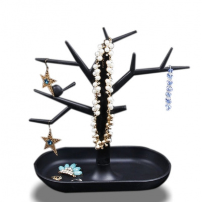 Stojánek na šperky strom plastový černý (Stojánek na bižuterii / naušnice)