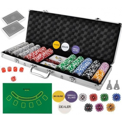 Pokerový kufřík set 500ks, 11,5 gr, hodnoty+plátno