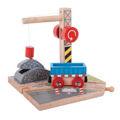 Bigjigs Rail dřevěná vláčkodráha - Jeřáb se štěrkem