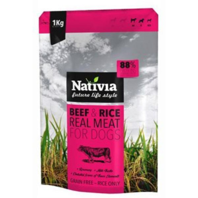 Nativia s.r.o. Nativia Real Meat Beef&Rice 1kg