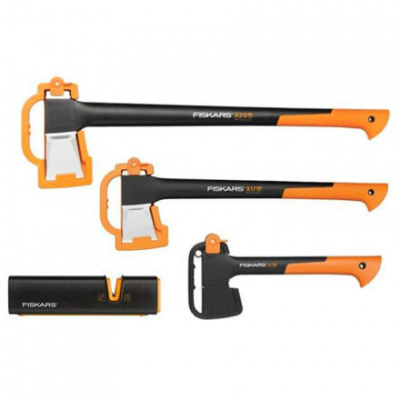 Fiskars Sekera Fiskars štípací X25 - XL 122483 + sekera X17 + sekera X7 + ostřič - SET Fiskars 122483 a 1224