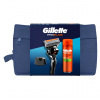 GILLETTE ProGlide holicí strojek pro muže + 1 náhradní hlavice + stojan, gel na holení Fusion Ultra Sensitive 200 ml Dárkové balení