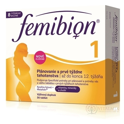 Femibion 1 Plánování a první týdny těhotenství tbl (kys. Listovat + vitamíny, minerály) 56 ks