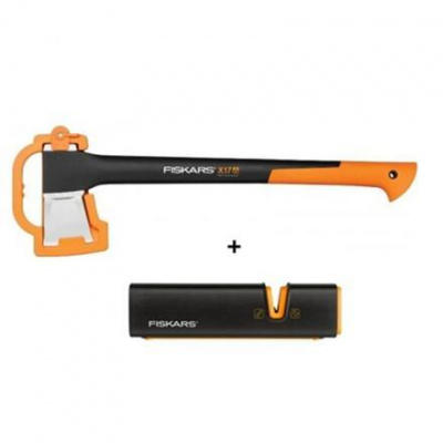 Fiskars Sekera FISKARS štípací X17 - M 122463 + ostřič Xsharp - Set Fiskars 122463 a 120740