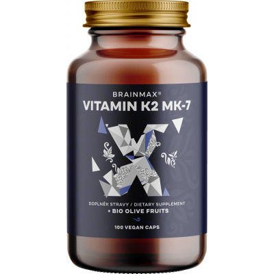 BrainMax Vitamin K2 jako MK7 all-trans K2VITAL®DELTA 150 mcg, 100 rostlinných kapslí Nejlépe vstřebatelná a využitelná patentovaná forma vitamínu K2 MK-7, doplněk stravy