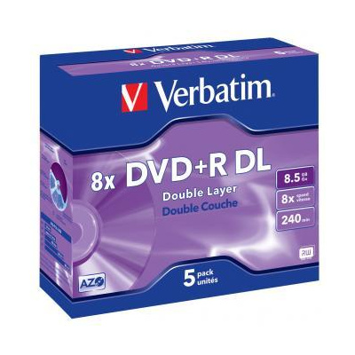 Verbatim DVD+R, 43541, DataLife PLUS, 5-pack, 8.5GB, 8x, 12cm, General, Double L
