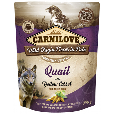 Carnilove Dog Pouch Paté Quail with Yellow Carrot 300 g