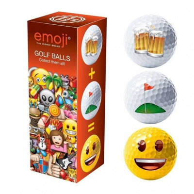 EMOJI ball 3PK Novelty Golf Balls (Golf_Beer_Happy) 3ks