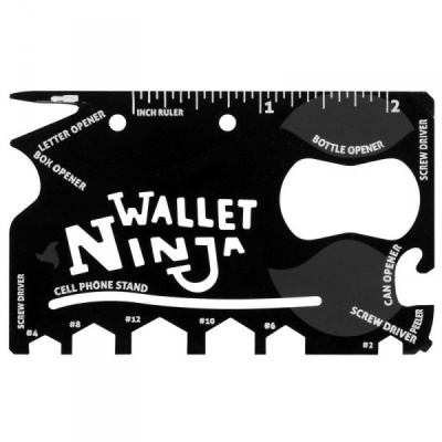 Ocelová multifunkční karta Ninja Wallet 18v1