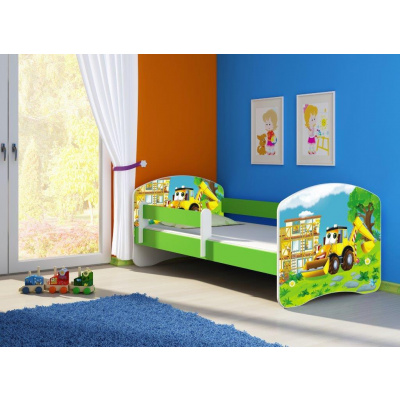 Dětská postel Kunert 2023 s barierou Green 85x184 cm Digger