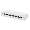 DIGITUS CAT 5e, patch panel třídy D, stíněný, 12 portů RJ45 8P8C, LSA, 1U, 254 mm (10 -quot;), montáž do stojanu, šedá - DN-91512S-G