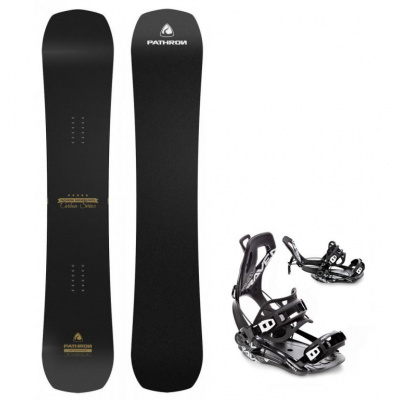 Pathron snowboards Snowboard komplet Pathron Carbon gold + vázání Raven Fastec FT360 Velikost: 160W cm, Velikost vázání: S