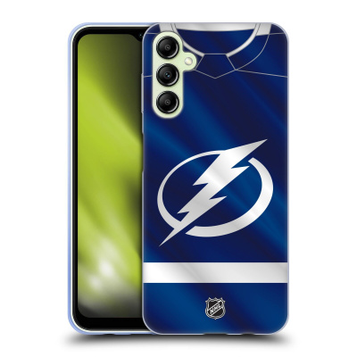 Silikonové pouzdro na mobil Samsung Galaxy A14 5G / LTE - NHL - Dres Tampa Bay Lightning (Silikonový kryt, obal, pouzdro na mobilní telefon Samsung Galaxy A14 5G / LTE s licencovaným motivem NHL - Dre