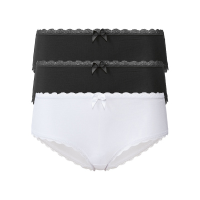 esmara Dámské kalhotky s BIO bavlnou, 3 kusy (L (44/46), černá/bílá)