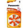 Baterie do naslouchadel Panasonic PR13, cena BL6. Vhodné do všech sluchadel, naslouchátek, naslouchadla, sluchadla i naslouchátka, typ AC13, ZA13, PR13, PR48, DA13