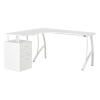 HOMCOM Psací stůl ve tvaru L se zásuvkami z materiálu MDF kov domácí kancelář rohové pracoviště průmyslový styl, bílý 143,5 x 143,5 x 76 cm