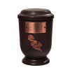 Pohřební Plastová urna na popel, oválné prohlé víčko, hnědá, štítek č. 53, 100 x 50, růže