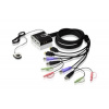 ATEN CS-692 2-portový HDMI - Aten CS-692 DataSwitch 2:1 (kláv.,HDMI,myš,audio) USB, s kabely, DO