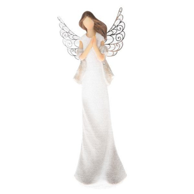 Polyresinový anděl modlící se s kovovými křídly AND22111