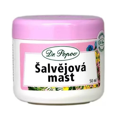 Dr. Popov Šalvějová mast 50 ml (K péči o opruzeniny a zapařeniny (včetně tzv. „vlka“), celkově podporuje dobrý stav pokožky. )