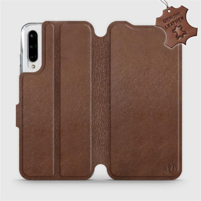 Luxusní flip pouzdro Mobiwear na mobil Xiaomi Mi A3 - Hnědé - kožené - L_BRS Brown Leather (Luxusní flipový kryt, obal, pouzdro Mobiwear na mobilní telefon Xiaomi Mi A3 - Hnědé - kožené - L_BRS Brown