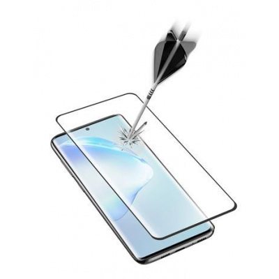 Ochranné zaoblené tvrzené sklo pro celý displej Cellularline Impact Glass pro Samsung Galaxy S20+ Černé