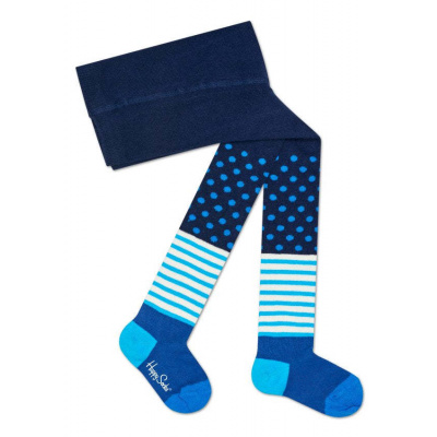 Dětské modré punčochy Happy Socks, vzor Stripe and Dot
