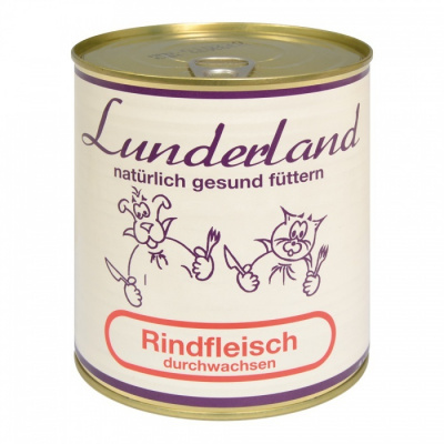Konzerva pro psy a kočky - Hovězí prorostlé - Lunderland Váha: 800 g