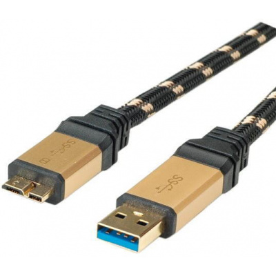 ROLINE Gold USB 3.0 SuperSpeed USB 3.0 A(M) -> micro USB 3.0 B(M), 1.8m - černo/zlatý 11028879