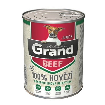 Grand deluxe Dog Junior 100 % hovězí, konzerva 400 g