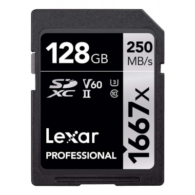 Lexar SDXC 128GB 1667x Professional Class 10 UHS-II U3 (V60) LSD128CB1667
