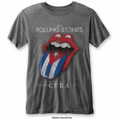 Rolling Stones tričko, Havana Cuba Burn Out Grey, pánské, velikost XXL