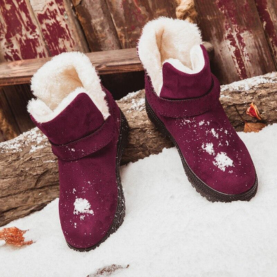 Dámské zimní boty s kožíškem - kotníkové Červená Velikosti OBUV: 36