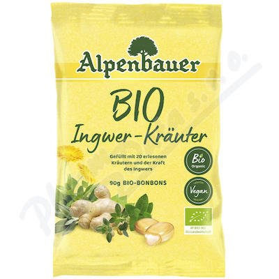Alpenbauer BIO Přírodní bonbóny Zázvor bylinky 90 g
